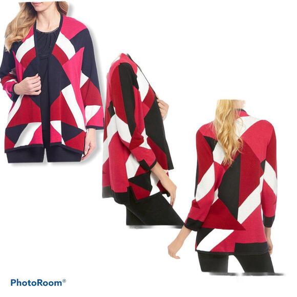 NWT KASPER Colorblock Cardigan Sweater L - Picture 5 of 7